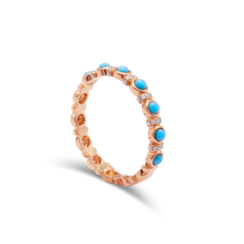 TURQUOISE BEADS DIAMOND RING