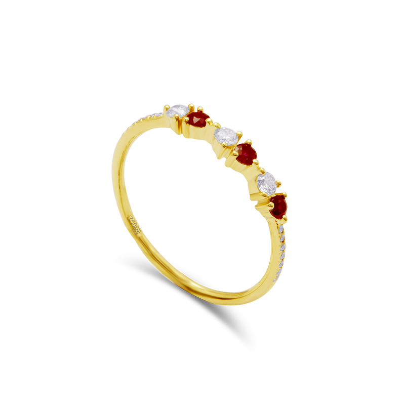 CLASSIC TINY RUBY STONED DIAMOND RING