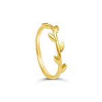 SINGLE BRANCHED LEAF GOLD RING