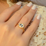 CZ LETTERS GOLD RING