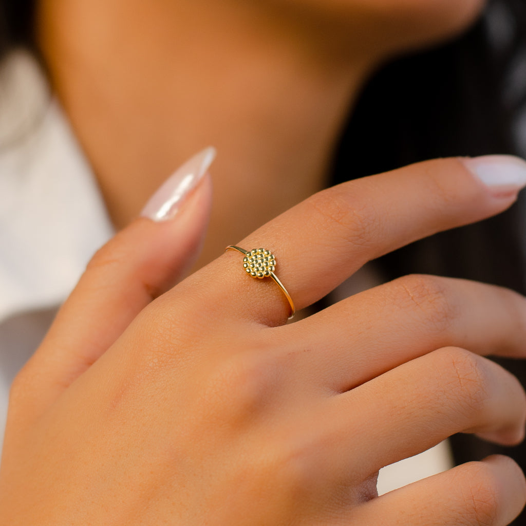 BEEHIVE BEADS GOLD RING