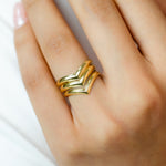 TRIPLE V-SHAPE GOLD RING