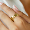 TWISTED X-SHAPE GOLD RING