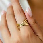 TWISTED X-SHAPE GOLD RING