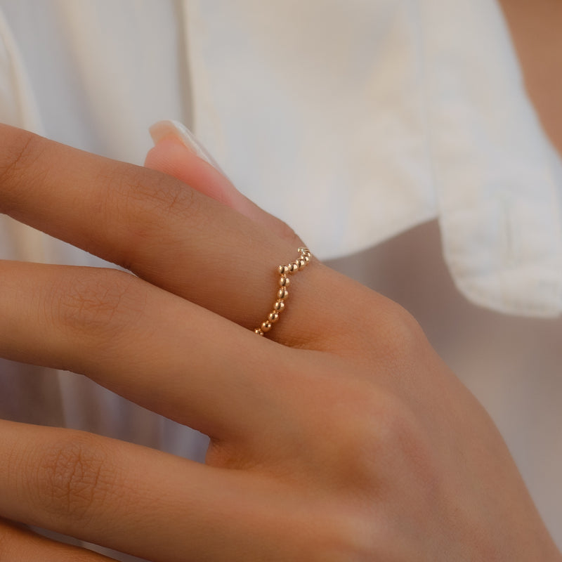 ATTACHED BEADS GOLD RING