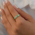 ENGRAVED RING WITH TURQUOISE LINE GOLD RING