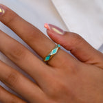 TURQUOISE ENAMEL RHOMBUS GOLD RING