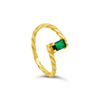 TWISTED SHAPE WITH GREEN STONE GOLD RING