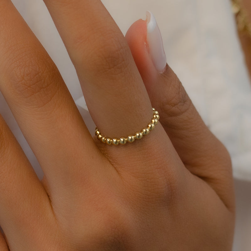 BEADED EMBRACE GOLD RING