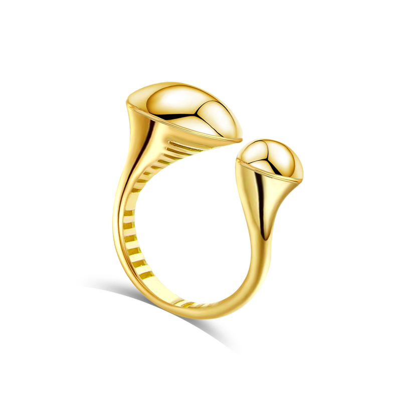 DOUBLE SWOLLEN BALLS GOLD RING