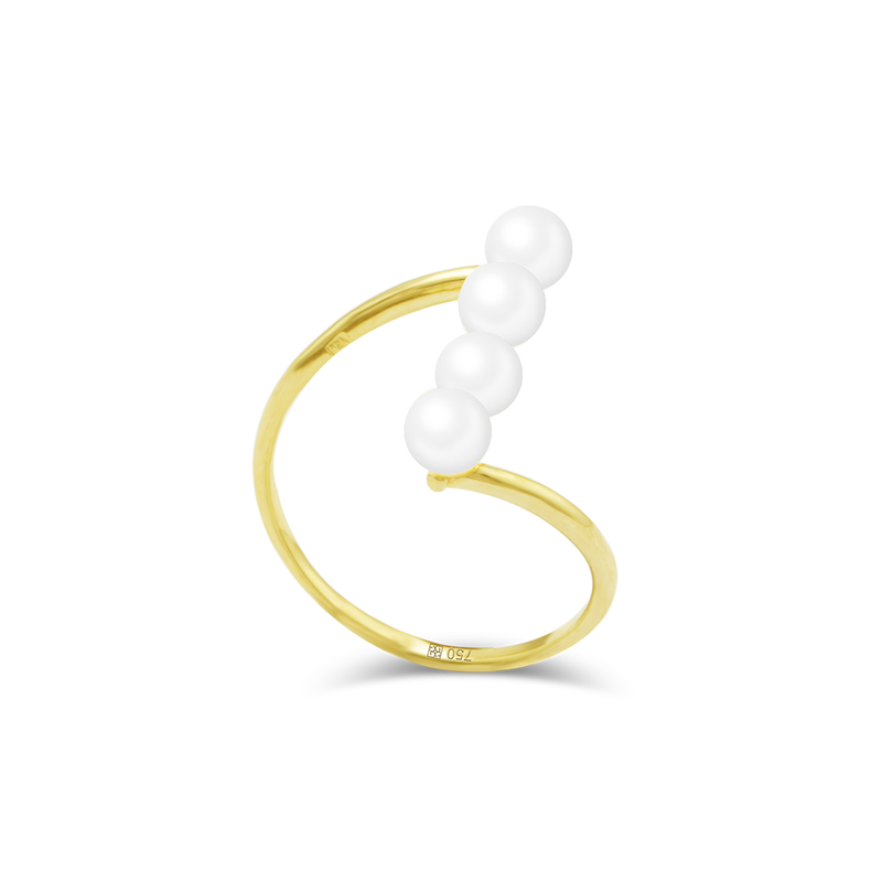 WRAPPED LINE OF PEARL GOLD RING