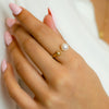 ONE PEARL OPEN BAND GOLD RING