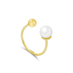 ONE PEARL OPEN BAND GOLD RING