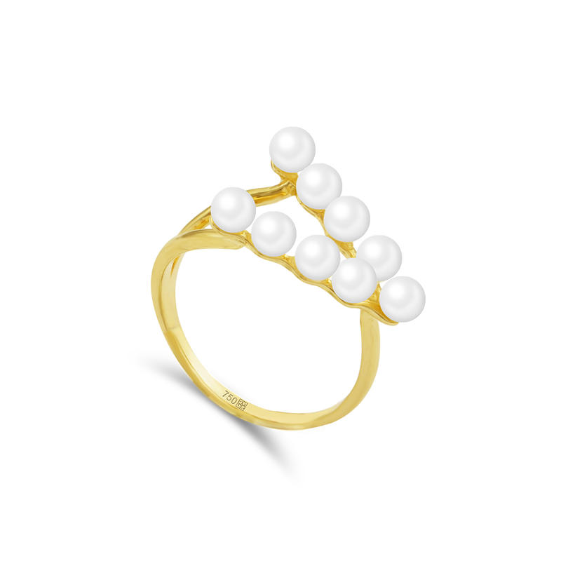 V-SHAPED PEARL GOLD RING