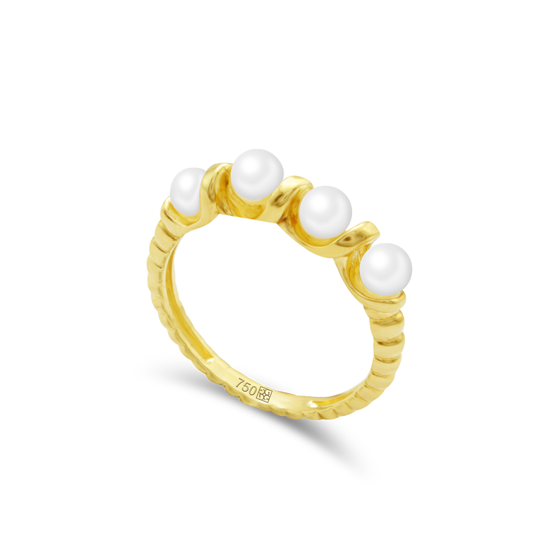 BEADED PEARL GOLD RING