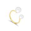 TWIN PEARL OPEN BAND GOLD RING