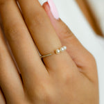 TRIO PEARL OPEN BAND GOLD RING