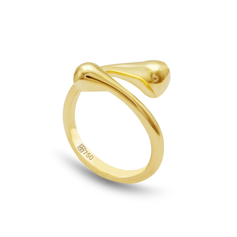 WRAPPED TEARDROP GOLD RING