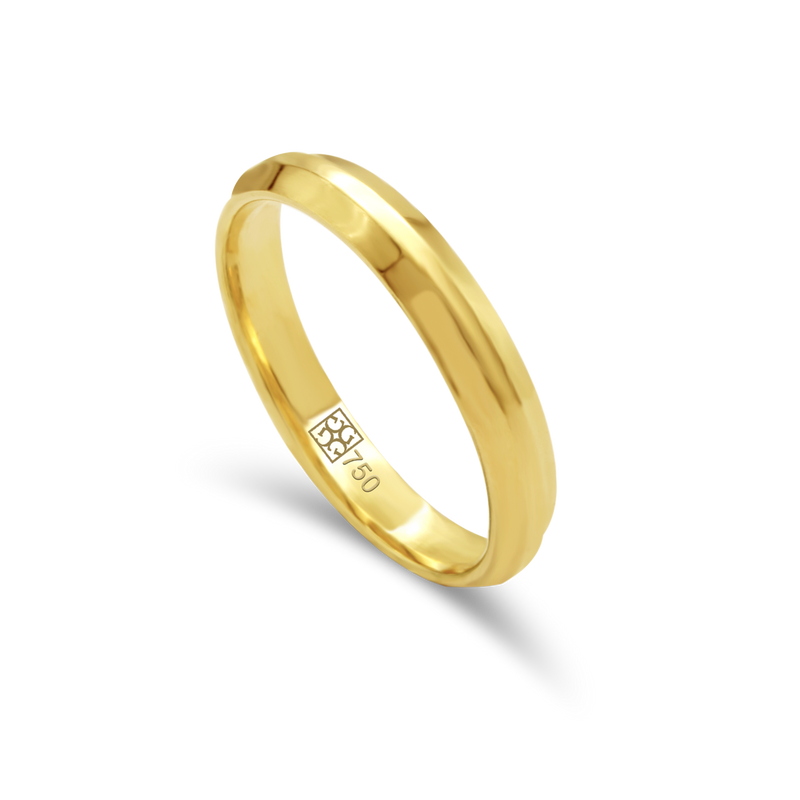 KNIFE EDGED BAND GOLD RING