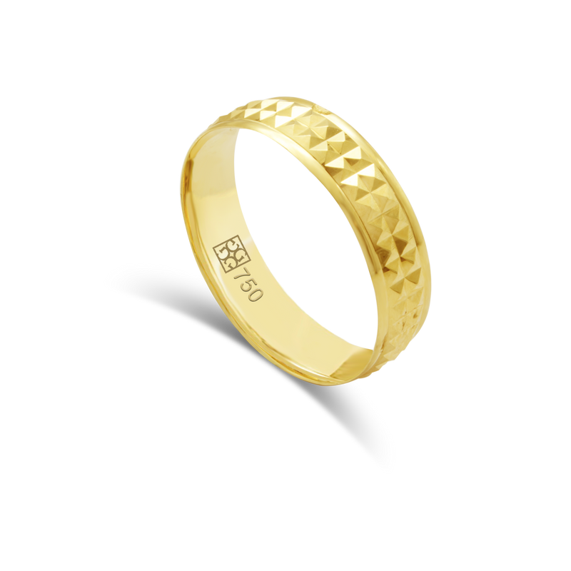 DOUBLE PYRAMID BAND GOLD RING