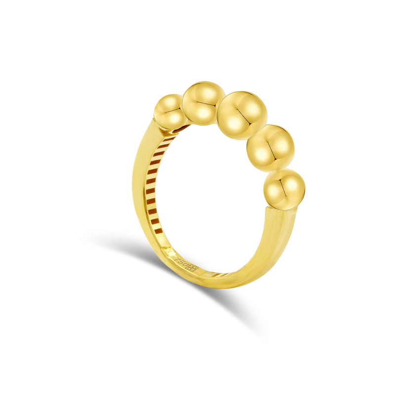 BEADED BALLS BAND GOLD RING