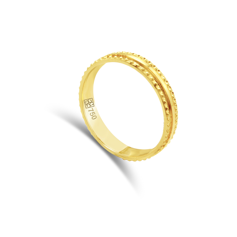 DUO BEADED LINES BAND GOLD RING