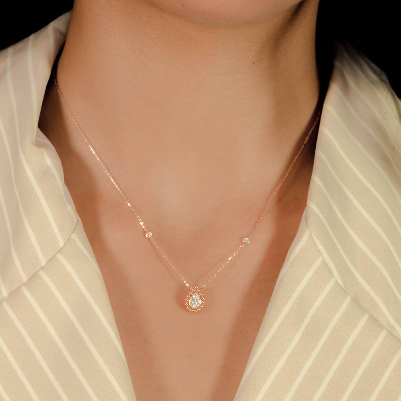 BEADED PEAR DIAMOND NECKLACE