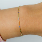 COLOURFUL SLEEK BEADS GOLD BRACELET