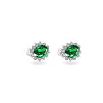 STUNNING FRAMED OVAL STONE DIAMOND EARRING