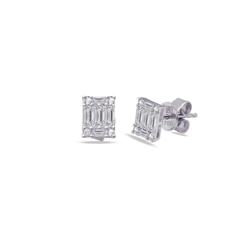 BAGUETTE STUD DIAMOND EARRING