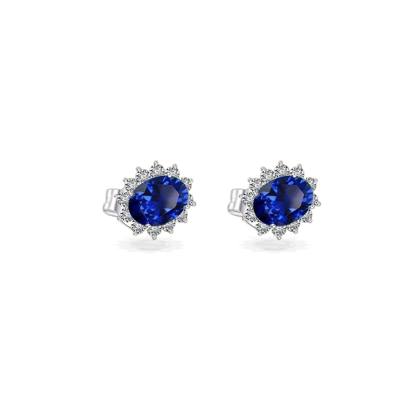 STUNNING FRAMED OVAL STONE DIAMOND EARRING