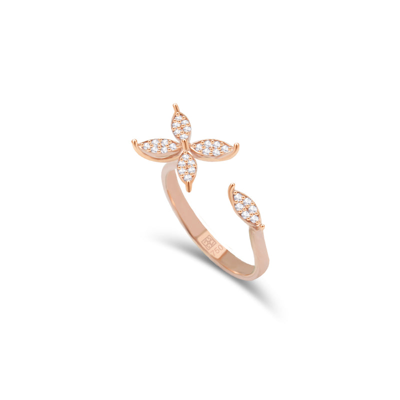 OPEN FLORAL BAND DIAMOND RING