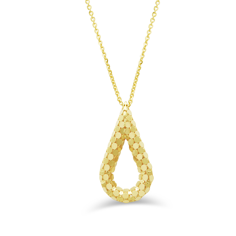 RADIANT HOLLOW DROP GOLD NECKLACE