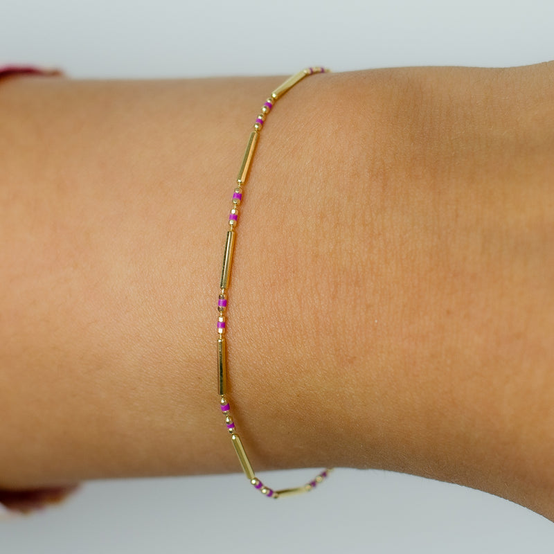 COLOURFUL SLEEK BEADS GOLD BRACELET