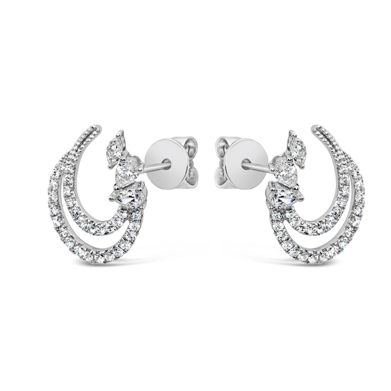 DOUBLE OPEN CIRCLE STUD DIAMOND EARRING