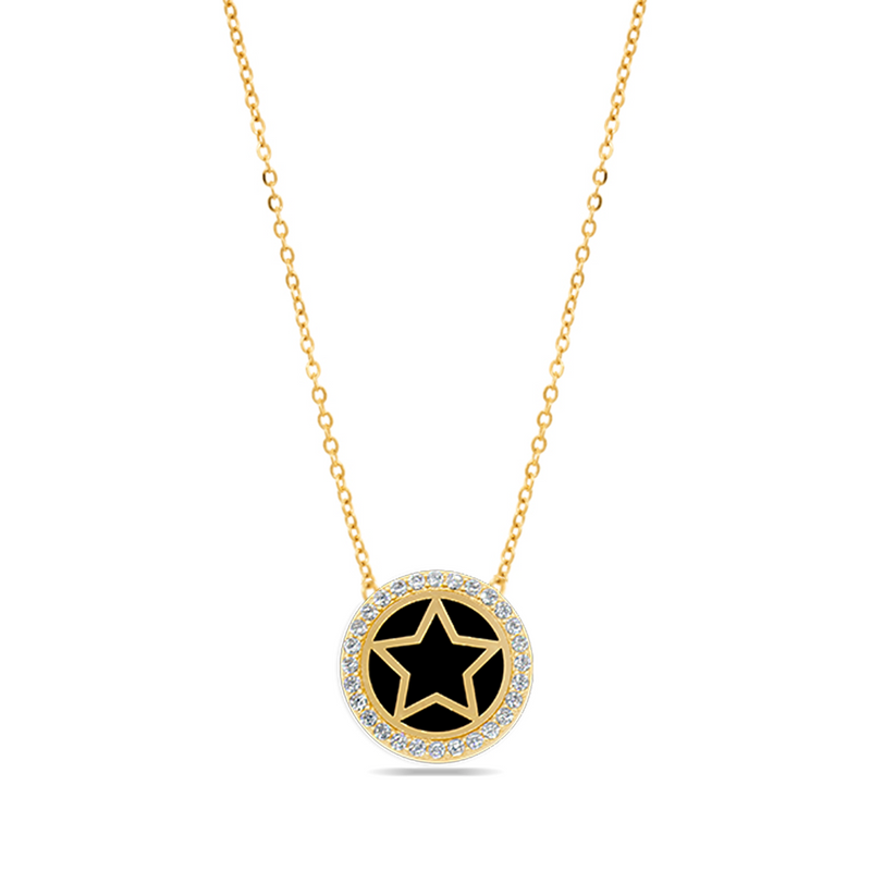 CZ STAR ON SHELL GOLD NECKLACE