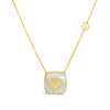 HEART ON SQUARED MOTHER OF PEARL GOLD NECKLACE