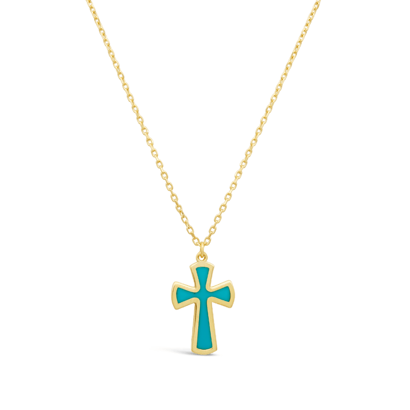 COLOURED CROSS GOLD NECKLACE