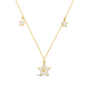 THREE COLOURED STARS GOLD NECKLACE