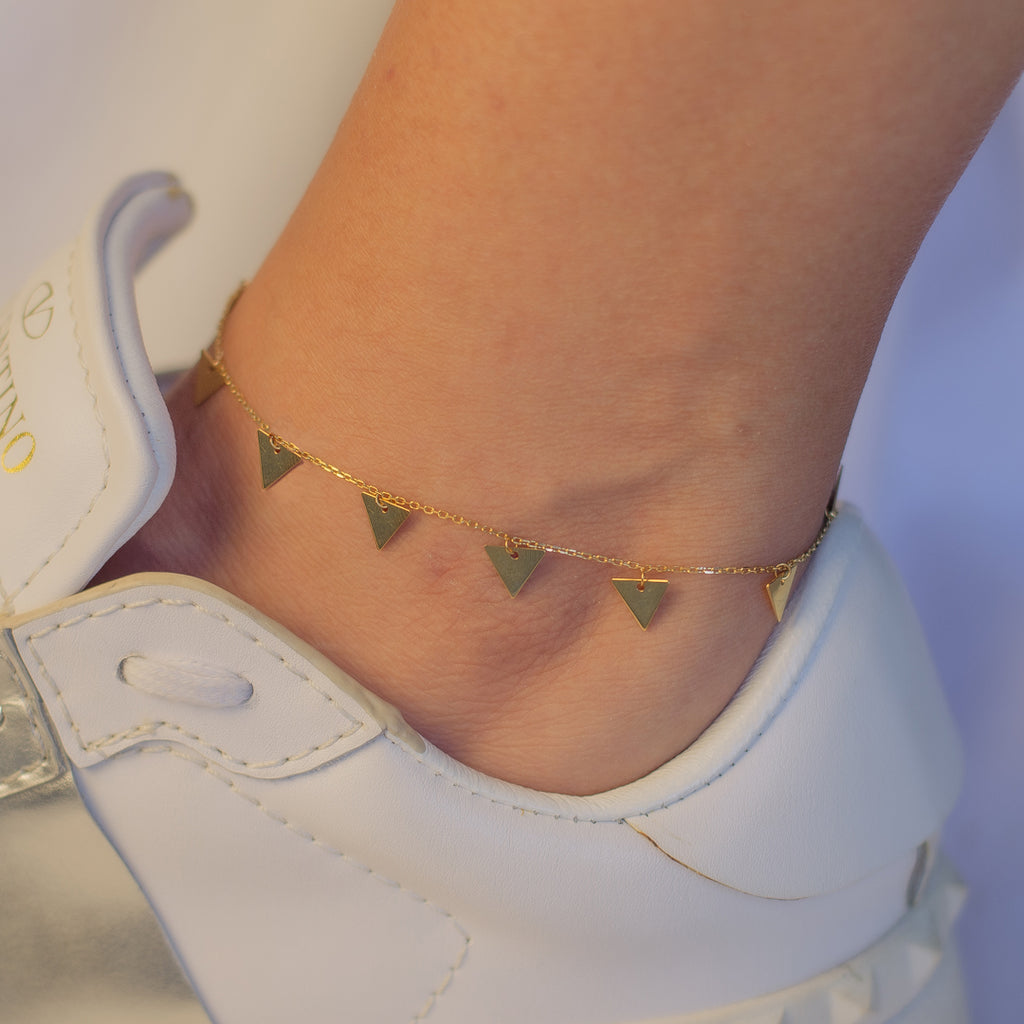 DROPPING TRIANGLES GOLD ANKLET