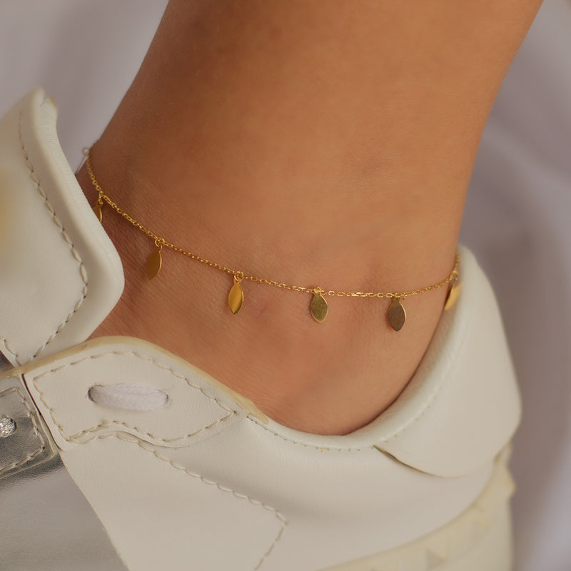 DROPPING LEAVES GOLD ANKLET