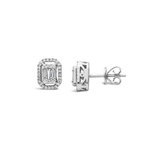 SPARKLING FRAMED EMERALD STUD DIAMOND EARRING