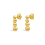 SHINNY LINE OF BEADS STUD GOLD EARRING
