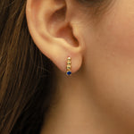 ROUND COLOURED STONE BEADS STUD GOLD EARRING
