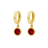 ROUND COLOURED STONE HOOP GOLD EARRING