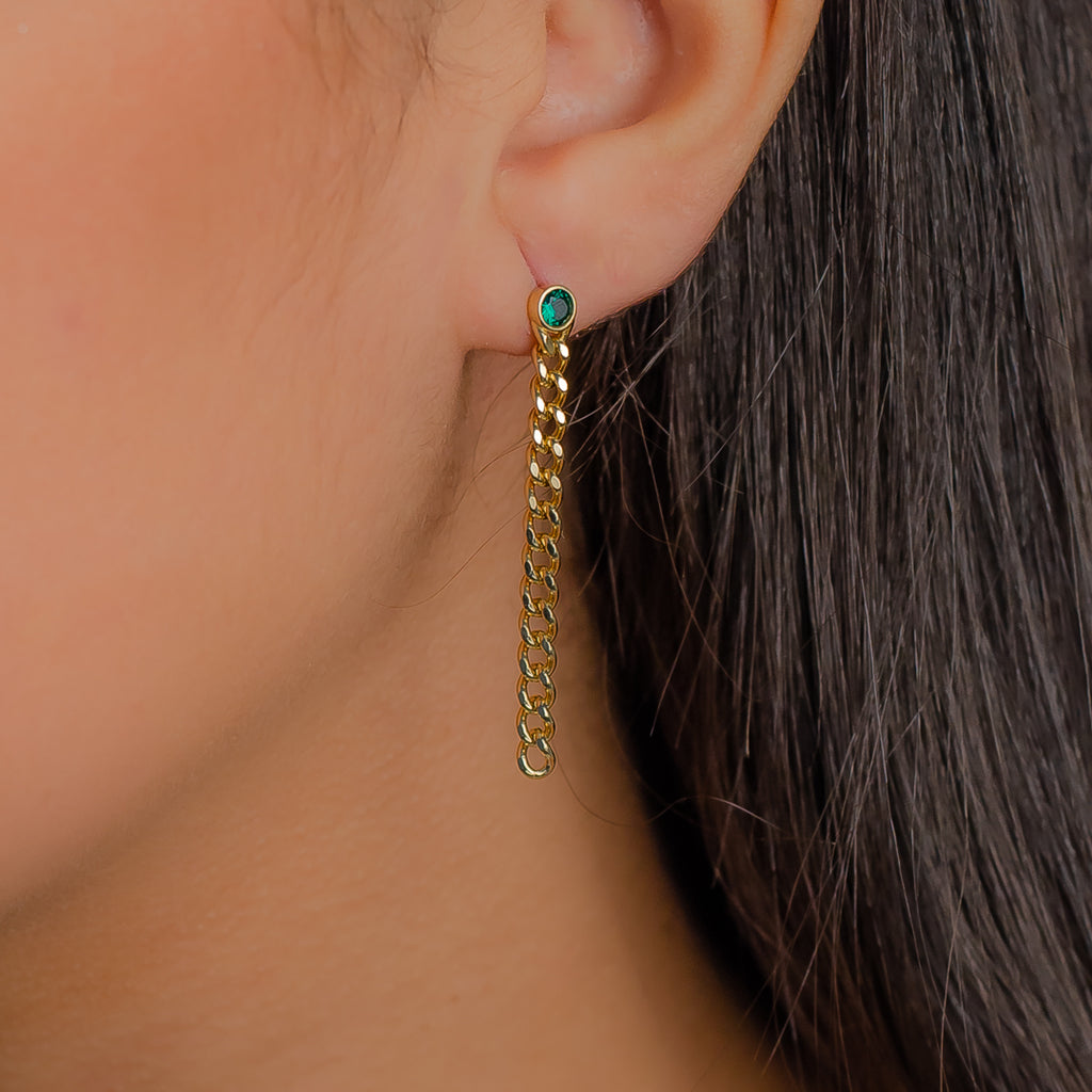 DROPPING GOURMET WITH STONE GOLD EARRING