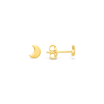 SOLID CRESCENT MOON STUD GOLD EARRING
