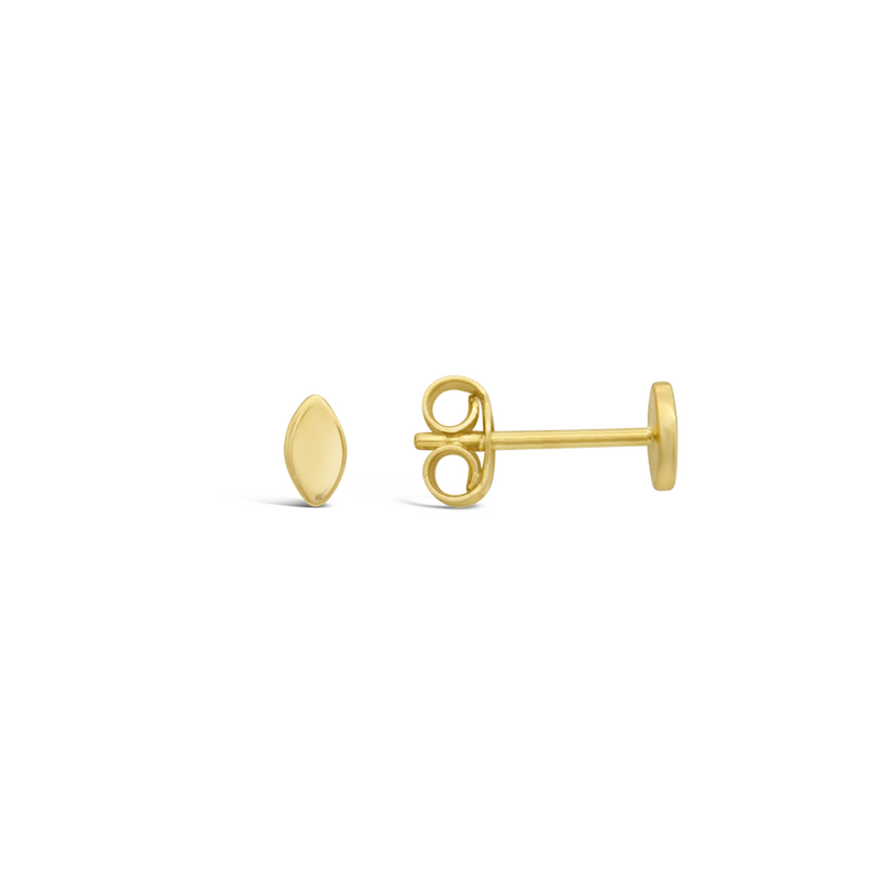 SHINNY SOLID OVAL STUD GOLD EARRING