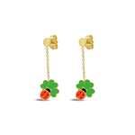 KIDS' RED BUG GOLD EARRING