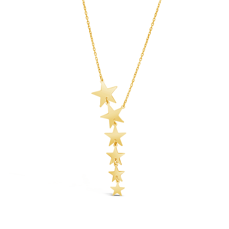 SHINNY LINE OF STARS GOLD NECKLACE